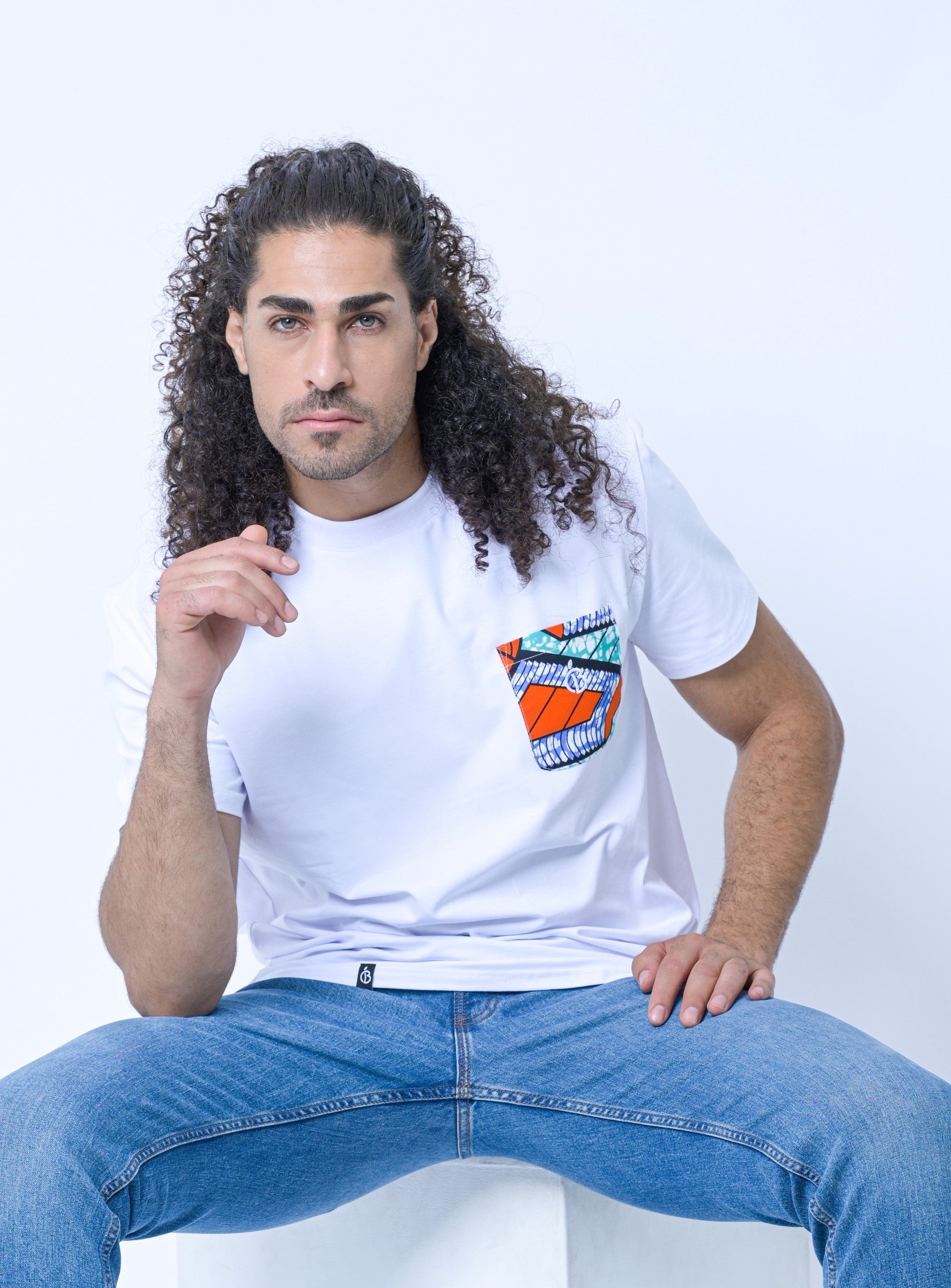 Bonberry Blue & Orange African Pocket tee