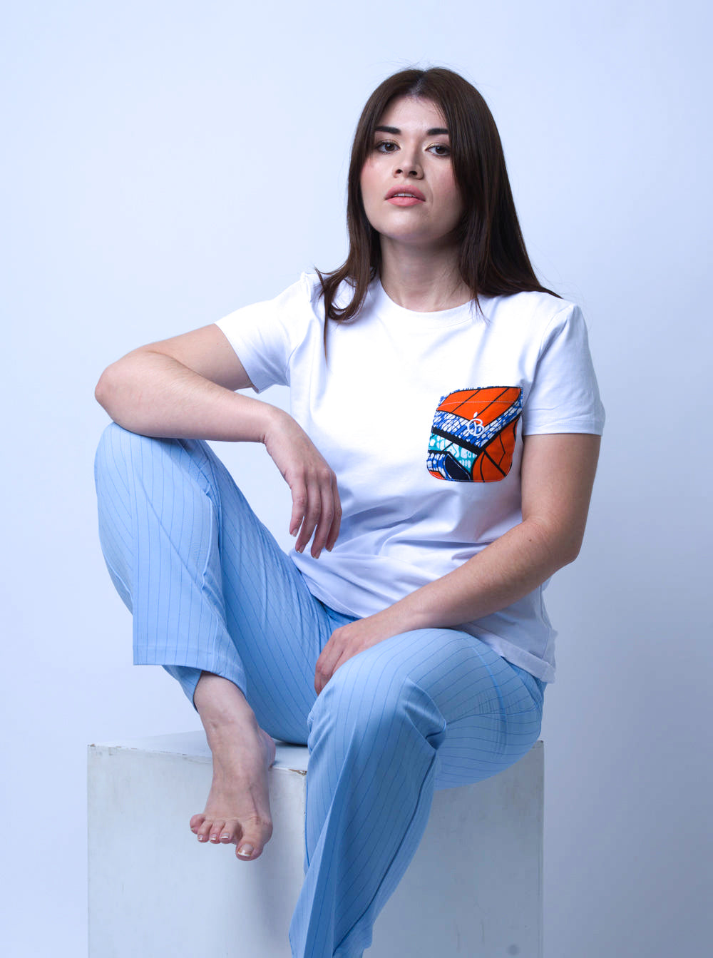 BONBERRY Blue & Orange African Pocket T-shirt