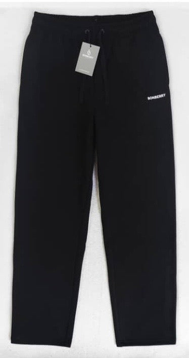 Men Bonberry Track Pants Black Cotton-Blend Jersey