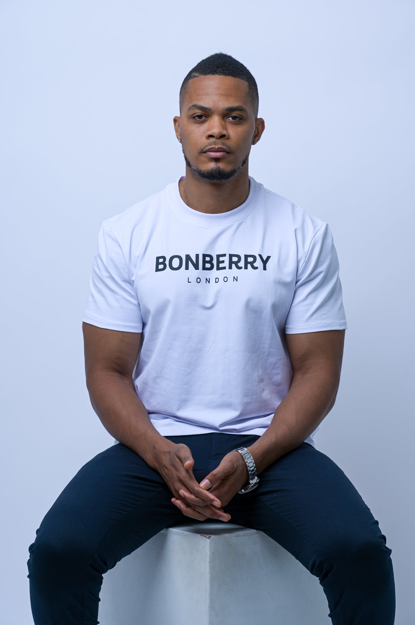 BONBERRY T-shirt in White with Black logo